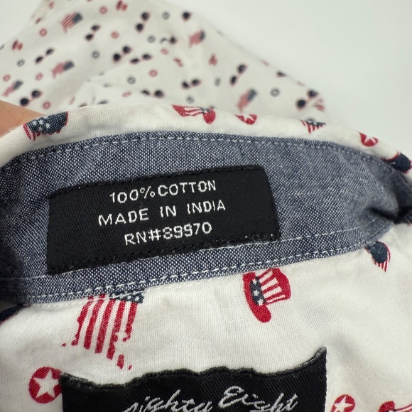 Eighty Eight Platinum Shirt Men Medium White Button Up Short Sleeve 4th July USA - Picture 6 of 10